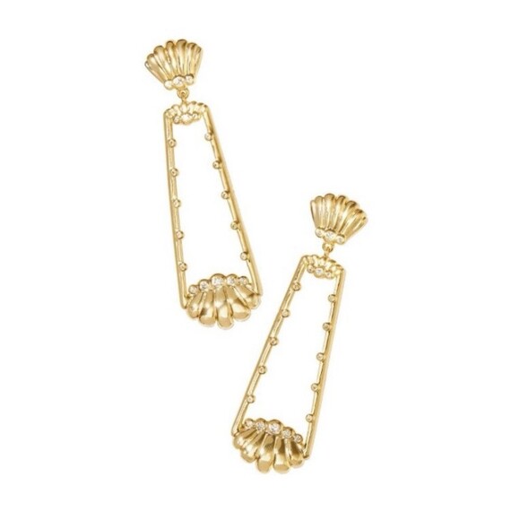 Kendra Scott x Target Isla 14K Gold Over Brass Statement Earrings New - Picture 6 of 7